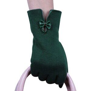 Women's Green Winter Warm Fleece Lining Gloves Driving Texting Touch Screen